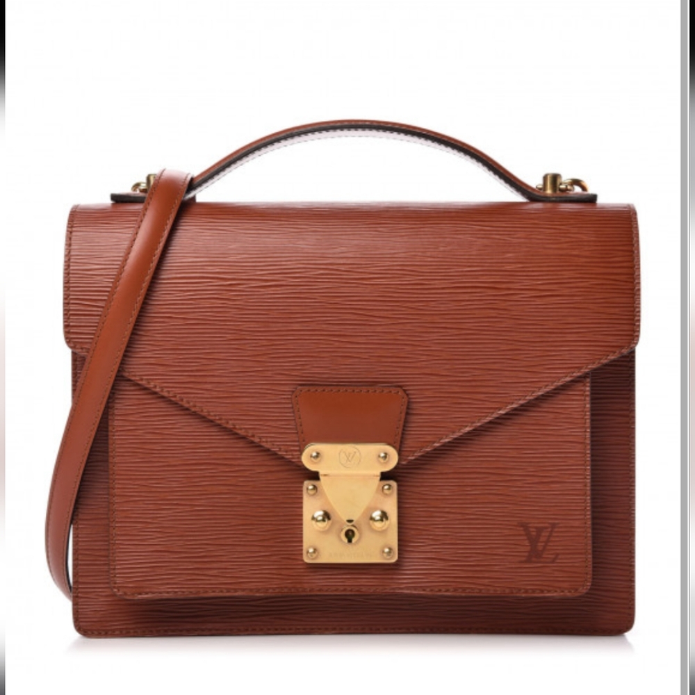 LOUIS VUITTON Epi Monceau‎ Hand Bag Brown